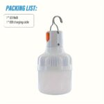 Rechargeable LED Camping Lantern, USB Charging Dimmable Wall Mount Flashlight with Push Button Control, Portable Emergency Outdoor Light with Hook for Adventure, Fishing, ABS Plastic, ≤36V - Image 7
