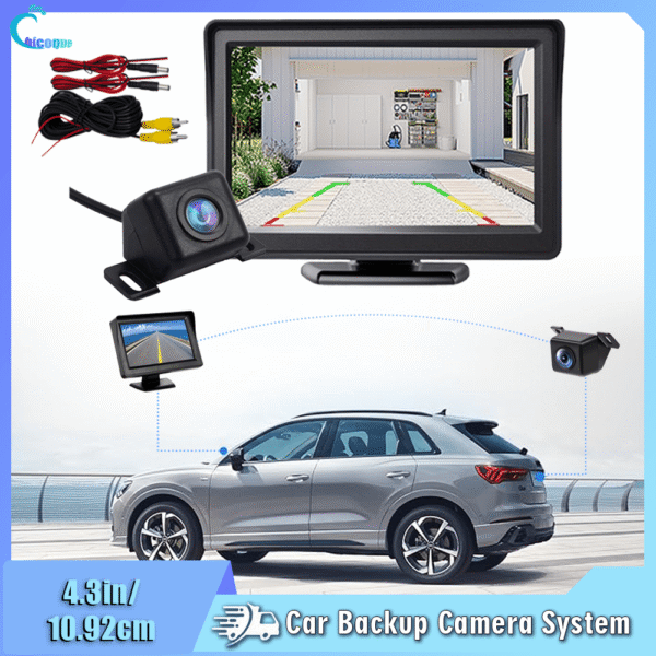 4.3" Safety Reverse Camera System with Stylish 10.92cm Display - Perfect for Cars, Pickups, and SUVs - Enhance Your Driving Experience with Clear Rearview and Parking Guidance, Vehicle Safety | Modern Reverse Camera | Durable Construction, Car Accessories