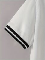 Boys' Baseball Jersey And Shorts Set - White with Red & Black Stripes, "BASEBALL 0.0cm Print, Comfortable Summer Casual Outfit for Casual Attire, Baseball Jersey, for Outdoor Wear - Image 4