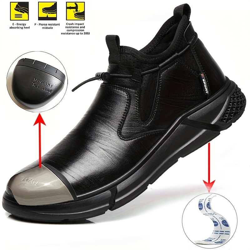 a7011cf3-fc67-4aab-8626-93ed404168af-1.jpg AMAWEI Men's High Top Steel Toe Work Boots - Puncture Proof, Anti-Skid, Lace Up Safety Shoes for Industrial & Outdoor Use, Casual Sports Style, All-Season, Round Toe, Microfiber Synthetic Upper, Fabric Inner, Rubber Sole, EVA Insole, Casual Work Boots|Lac - Image 1