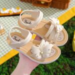 Girls' Butterfly-Decorated Open-Toe Sandals with Closure - Lightweight Durable PVC & Synthetic, Floral Pattern Soft Pink Casual Beach Shoes for Youngsters Girls, Spring Summer Outdoor Play Christmas Gift, Outdoor Youngsters Sandals | Playful Youngsters' F - Image 2