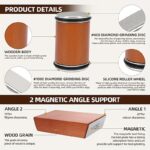 ⁦Advanced Hob Sharpener Kit - 15° & 20° Kitchen Knife's tilt diamond sharpening tool for any hardness, magnetic technology, durable wooden block design, essential kitchen equipment | Smooth wooden block design | Slanted sharpening technology⁩ - الصورة ⁦8⁩