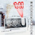 ⁦Smart Digital Alarm Clock with FM Radio, LED Display, Projection Feature, Temperature & Humidity Monitor, USB Powered, Plastic Rectangular Desk Clock with Button Battery Included⁩ - الصورة ⁦6⁩