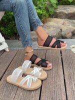 ⁦Stylish Women's Summer Sandals - Breathable Mesh Slip-On Flats with Toe Loop, Comfortable EVA Sole for Casual Outdoor Wear, Strappy Sandals⁩ - الصورة ⁦9⁩