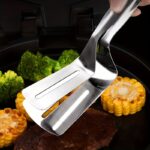 1pc Premium Stainless Steel Steak Clamp - Multi-Functional BBQ Tongs with Oil Draining Feature, Ideal for Grilling & Frying, Food-Safe Kitchen Utensil, Tongs for Cooking - Image 2