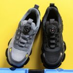 ⁦Unisex Safety Work Shoes with Easy-On Buttons, Breathable Fabric Upper, Air Cushioned Sole, Round Toe, Low Top Lace-Up, Wear-Resistant Faux Sole, Comfortable Indoor/Outdoor Sports Shoes⁩ - الصورة ⁦10⁩