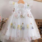 Girls' Dreamy 3D Butterfly Wings Dress - Sweet and Colorful Floral Embroidered Tulle Princess Skirt for Summer Birthday Parties - Image 14