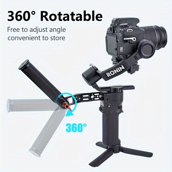 Foldable L Bracket Stabilizer Handle for DJI RS2/RS3/RS4 Gimbal, Aluminum Alloy Multi-Function Extension Grip with Adjustable Angle, Claw Knob, 1/4" and 3/8" Screw Holes, Non-Electronic Accessory Kit