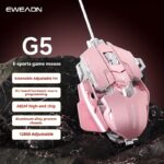 ⁦EWEADN G5 USB Wired Gaming Mouse Silent or audible optional Metal mechanical Mouse gamer with 8 Buttons Macro Function Keys, Support tail length adjustment to suit different hand sizes Perfect for desktop, laptop, computer, school⁩ - الصورة ⁦12⁩
