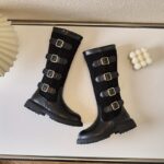 ⁦Trendy Cool Knee-high Boots With Zipper For Girls, Wear-resistant Non-slip Boots For Autumn And Winter⁩ - الصورة ⁦5⁩