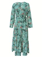 ⁦2023 New Women's Elegant Middle Eastern Abaya - Black Floral Print with Red Flowers, Long Sleeve Lace-Up Modest Dress, Machine Washable for Spring Summer Fall, Abaya Dress Fancy, Comfortable Modestwear, No Stretch Fabric, Muslim Fashion, Fancy Design, Bre⁩ - الصورة ⁦8⁩