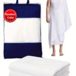 2pcs/1set Muslim Men's Prayer Towel Adult White Ihram Arab Traditional Hajj Towel Islamic Pilgrimage Towel Prayer Shawl with Tassels Men's Clothing Gift White hajj Eid al-Fitr Gift Comes with Exquisite Storage Bag 43*82in 350g*2