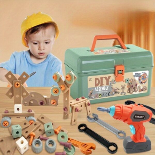 120pcs Kids DIY Tool Set - Educational STEM Construction Toy Kit with Handmade Plastic Tools, Assembly Required, Role Play Game for Children, Creative Brain Teaser for Fine Motor Skills Development, Perfect Christmas Birthday Gift for Boys & Girls