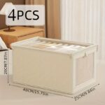 ⁦4pcs Large Capacity Waterproof Oxford Cloth Storage Box with Clear View Window - Modern Flip-Top Design for Clothes, Underwear, Quilts & Home Organization, Multi-Functional Under-Bed & Wardrobe Storage System, Vintage Style Organizer, Durable Fabric Boxes⁩ - الصورة ⁦5⁩