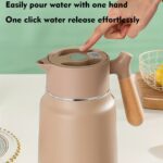 1-Pack Stainless Steel Thermal Carafe 1.5L - Double-Wall Vacuum Insulated Hot Water Pot, Coffee Dispenser, Office Tea Flask, Heat Retention, Uncharged, No Battery Needed