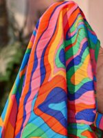 Boho Summer Loose Fit Non-Stretch Woven Pleated Tie Dye Halter Dress, Polyester, for Youth - Image 8