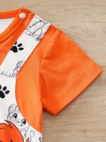 ⁦YIERYING Youngsters Boys' Summer Lion Cartoon Print Short-Sleeve Romper with Faux Suspenders - Soft Polyester Blend, Playful Animal Design, Easy-Care Hand Wash, Casual Youngsters Outfit | Cartoon Lion Design | Brand Yierying, Perfect for Outdoor⁩ - الصورة ⁦4⁩