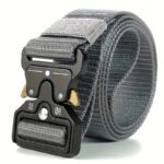Durable Nylon Tactical Belt for Men, Quick Release Buckle, Elastic Outdoor Training Canvas Waistband, Black - Image 7