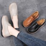Women's Casual Genuine Faux Leather Platform Loafers - Lightweight Slip-on Fashion Sneakers with Round Toe, Soft PU Sole, Mid Top Design, Comfort Insole, All-Season Shoes from Quanzhou - Image 7