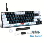 Mechanical Gaming Keyboard, 68 Keys Gaming Keyboard with Blue/Switches, Detachable Type-C Cable Mini Keyboard with Blue Light for Windows/Mac/PC/Laptop only supports wired connection usage