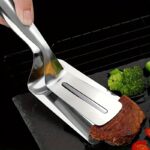 1pc Premium Stainless Steel Steak Clamp - Multi-Functional BBQ Tongs with Oil Draining Feature, Ideal for Grilling & Frying, Food-Safe Kitchen Utensil, Tongs for Cooking - Image 4