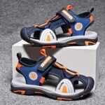 Youngsters' Fashionable Blue & Orange Sandals - Breathable Mesh, Non-Slip Sole with Adjustable Strap for Spring, Summer & Autumn Casual Use - Image 2