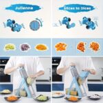 Upgraded Kitchen Safety Mandoline Slicer, Larger Size Vegetable Food Chopper with Adjustable Potato Slicing Thickness, Julienne + Dicer Kitchen Multi-Functional Vegetable Cutter, Stainless Steel Blade, Manual Operation, No Electricity Needed, Kitchen Effi - Image 7