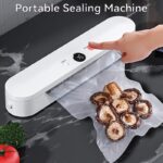 Cordless Portable Automatic Sealer Kitchen Food Freshness Vacuum USB Charging with Digital Display Fast Sealing Preservation Available in Light Purple and White Can be used for Snacks, Meat, Fruits and Vegetables Ideal for Kitchen and Outdoor Picnics