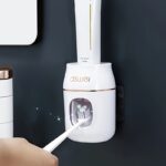 Automatic Toothpaste Dispenser with Toothbrush Holder, Wall-Mounted, Manual Squeeze Toothpaste Tube Saver, No Electricity or Battery Needed, Lightweight Design for Home and Kids - Image 2