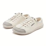 ⁦HOBIBEAR Unisex Slip-On Sneakers - Minimalist Geometric Design, Wide Toe Box & Breathable, Lightweight Rubber Sole with Shock-Absorbing Insole, Anti-Slip Casual Shoes for Walking & Casual Attire (White/Red, Orange, Grey-Green), Allseason Footwear, Stylish⁩ - الصورة ⁦11⁩