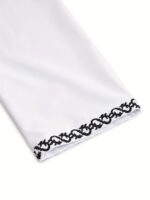 Men's White Hooded Kaftan with Black Embroidery & Faux Pockets - Long Sleeve Traditional Arabian Robe for Ramadan & Eid al-Adha Festivals, Casual Polyester Blend, Loose Fit, All-Season Wear, Casual Wear | Decorative Robe | Elastane Fabric - Image 9