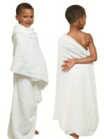 Boy's 2pcs Ihram Towels, White Islamic Towel, One-size Fit, Comes With Free Gift - Random Color Bag - Image 3