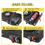 REDSUN Portable Butane Stove Set - Compact Desktop Gas Stove with Auto-Off Safety Feature, Patented Large Pot Design, Ideal for Picnics, BBQs, Hot Pots, Camping, RVs & More - High-Quality Iron Construction, Portable Stov - Image 3