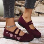 ⁦Women'S Spring Floral Knit Ballet Flats - Breathable Slip-On Shoes with EVA Insole, PVC Sole, and Comfortable Fabric Lining for Casual Wear⁩ - الصورة ⁦10⁩
