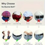 ⁦1pc Adjustable No-Sew Invisible Elastic Belt for Jeans & Pants - Black Stretch Comfort Waistband with Metallic Buckle, Unisex Casual Fashion Belt for Women & Men, Jeans Accessory, Sleek Belt Design, Smooth Texture⁩ - الصورة ⁦8⁩