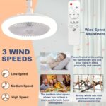 ⁦10-Inch Smart Ceiling Fan with Light, Featuring a 360° Rotating Fan Light, Three Speed Settings, And Three Color Options. It Comes with a Large Remote Control for E26/E27 Bases, Offering Dimmable Lighting from 3000K to 6500K. Ideal for Bedrooms, Kitchens,⁩ - الصورة ⁦12⁩
