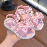 TEEOEC Girls' Summer Fashion Sandals - Lightweight, Breathable Open-Toe Shoes with Floral Princess Design, Thick Sole Beach Slippers for Youngsters, PVC Material, Round Toe, Beach Shoes - Image 2