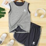 Boy's 2pcs Breathable Casual Sporty Style Outfit, Color Clash Tank Top & Shorts Set, Boy's Clothes For Summer - Image 12