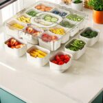 RV Fridge-Compatible Snack Storage Box with Lid & Handle - 12/8 Grid Divided Stackable Clear Food-Safe Plastic Organizer Tray for Travel, Lunch, Picnics, Parties - Portable Food Container for Fruits, Veggies, Nuts, Candy, Fridge Organizers And Storage, Pi - Image 5