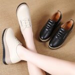 ⁦Women'S Casual Height-Increasing Wedge Loafers - Lightweight, Versatile Slip-On Shoes with TPR Sole, Synthetic Upper & Insole, Lace-Up Design, Black, All-Season Comfort, Casual Footwear | Casual Style | Durable Footwear⁩ - الصورة ⁦6⁩