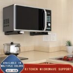 A set of 2 iron wall mounted microwave oven brackets, L-shaped telescopic foldable kitchen brackets, projector brackets, suitable for placing electrical appliances in kitchens, restaurants, and offices, saving space. Suitable for all models.