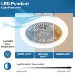 ⁦10-Inch Smart Ceiling Fan with Light, Featuring a 360° Rotating Fan Light, Three Speed Settings, And Three Color Options. It Comes with a Large Remote Control for E26/E27 Bases, Offering Dimmable Lighting from 3000K to 6500K. Ideal for Bedrooms, Kitchens,⁩ - الصورة ⁦11⁩
