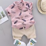 Toddler Summer Feather Print Shirt Shorts Set, for Outdoor - Image 14