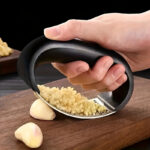 Stainless Steel Garlic Press - Manual, No Charging Needed, Durable Metal Kitchen Gadget for Effortless Garlic Crushing, Essential for Home and Dorm Cooking