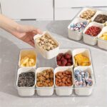 RV Fridge-Compatible Snack Storage Box with Lid & Handle - 12/8 Grid Divided Stackable Clear Food-Safe Plastic Organizer Tray for Travel, Lunch, Picnics, Parties - Portable Food Container for Fruits, Veggies, Nuts, Candy, Fridge Organizers And Storage, Pi - Image 4