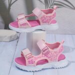 Trendy Cute Shiny Open Toe Sandals For Girls, Breathable Non-slip Sandals For Holiday Beach