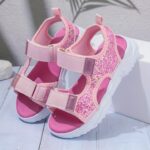⁦Trendy Cute Shiny Open Toe Sandals For Girls, Breathable Non-slip Sandals For Holiday Beach⁩ - الصورة ⁦5⁩