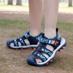 ⁦Youngsters' Breathable Mesh Sandals - Non-Slip, Comfortable for Boys & Girls, Perfect for Outdoor Play, Spring/Summer/Fall, Blue & Black Design with Hook and Loop Closure, Youngsters Sandals⁩ - الصورة ⁦2⁩
