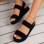 Women's Solid Color Flat Sandals, Casual Open Toe Summer Shoes, Lightweight Ankle Strap Sandals - Image 3
