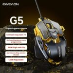 ⁦EWEADN G5 USB Wired Gaming Mouse Silent or audible optional Metal mechanical Mouse gamer with 8 Buttons Macro Function Keys, Support tail length adjustment to suit different hand sizes Perfect for desktop, laptop, computer, school⁩ - الصورة ⁦8⁩